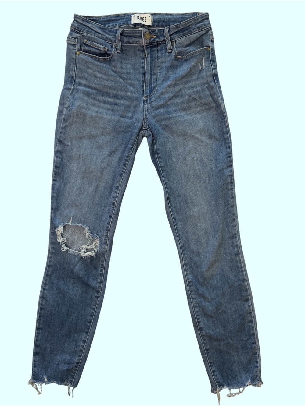 PAIGE Distressed Medium Blue Hoxton Ankle Jean